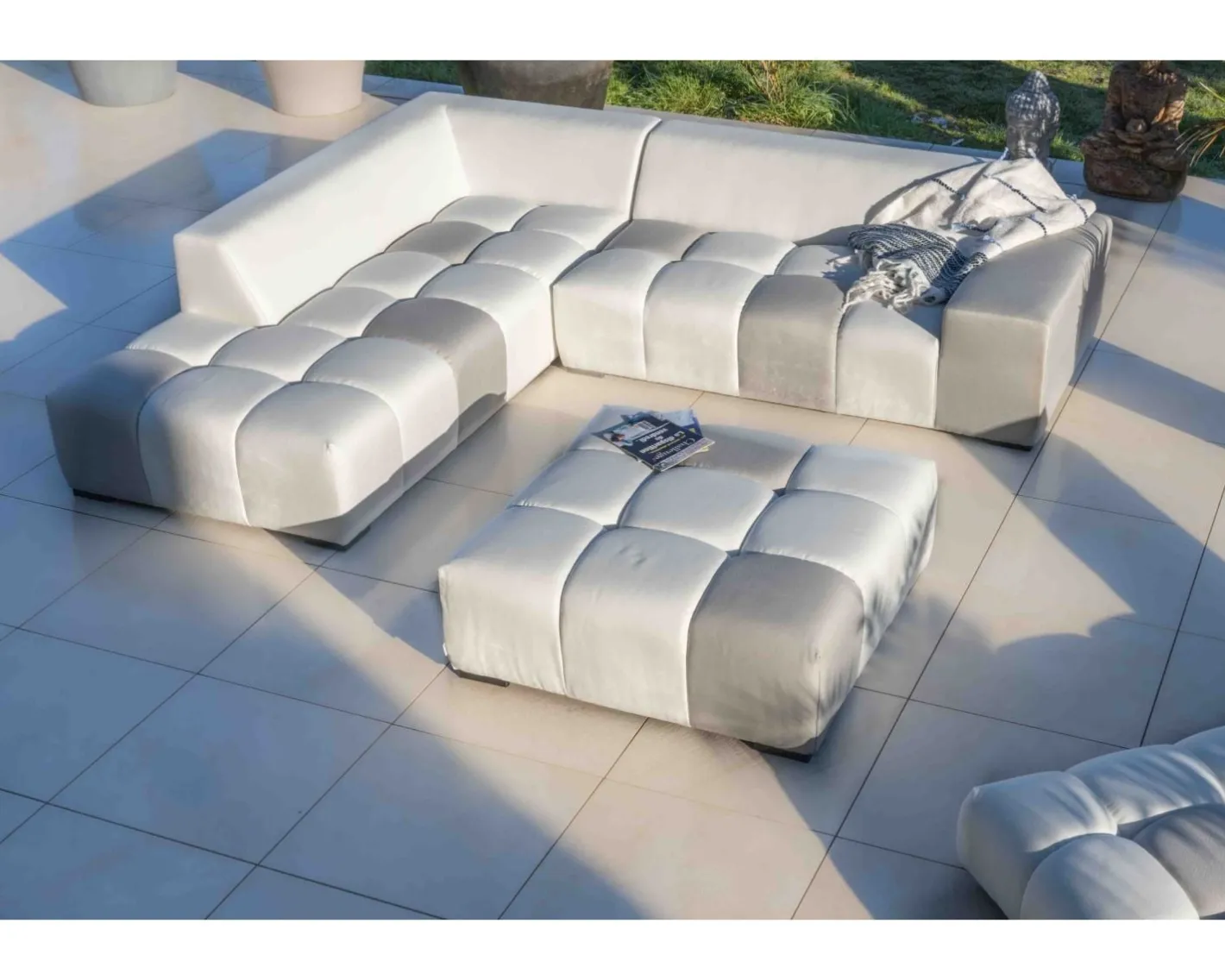 Discount Canapé extérieur modulaire retour droit "Lazy Beach" beige et gris clair Canapé De Jardin