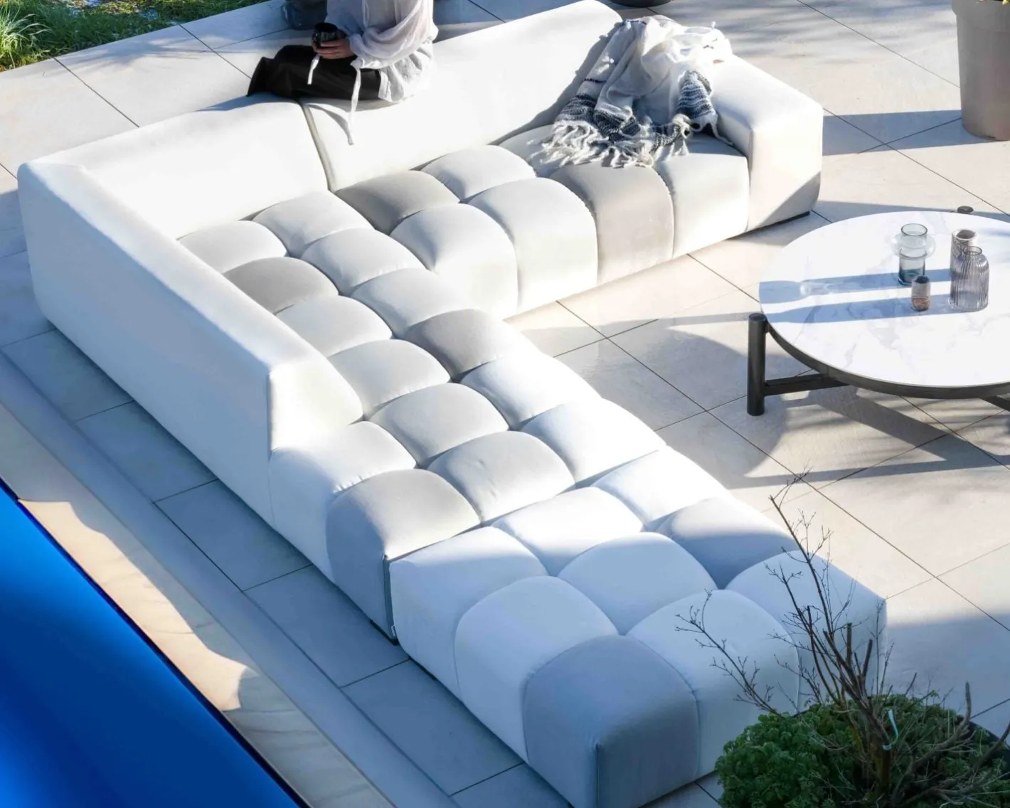 Discount Canapé extérieur modulaire retour droit "Lazy Beach" beige et gris clair Canapé De Jardin