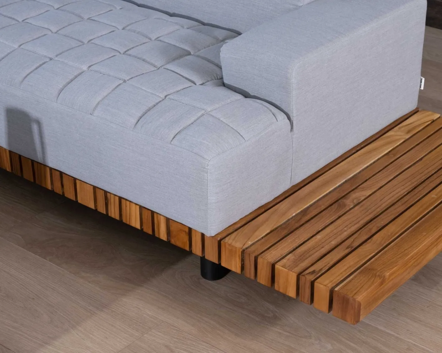 Canapé haut de gamme avec retour droit tissu Sunbrella gris clair "Lombok" Canapé De Jardin