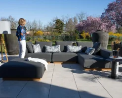 Best Canapé modulaire d'extérieur en teck et tissu anthracite