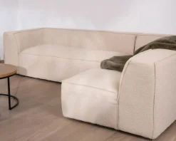 Canapé modulaire en angle en tissu bouclette beige