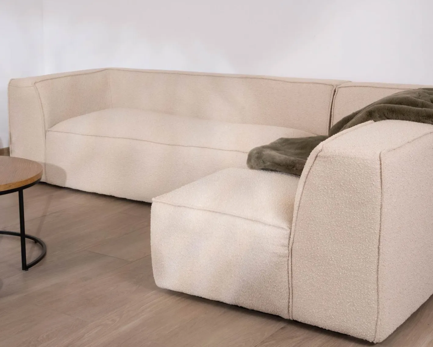 Canapé modulaire en angle en tissu bouclette beige "Alcazar" Canapé D'Angle|Canapé Modulable