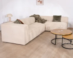 Canapé modulaire en angle en tissu bouclette beige