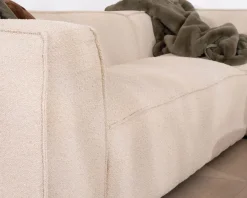Canapé modulaire en angle en tissu bouclette beige