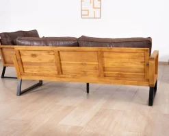 Hot Canapé 3 personnes style club teck et tissu 192 cm "Roster" Canapé 3 Places|Canapé Droit Fixe