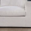 Discount Canapé 3 places avec pouf ottoman carré en tissu doux et bouclé blanc chiné "Tuléar" Canapé D'Angle|Canapé Modulable