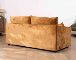Sale Canapé 2 places contemporain esprit cosy “Odéa” en tissu jaune moutarde Canapé 3 Places|Canapé Droit Fixe