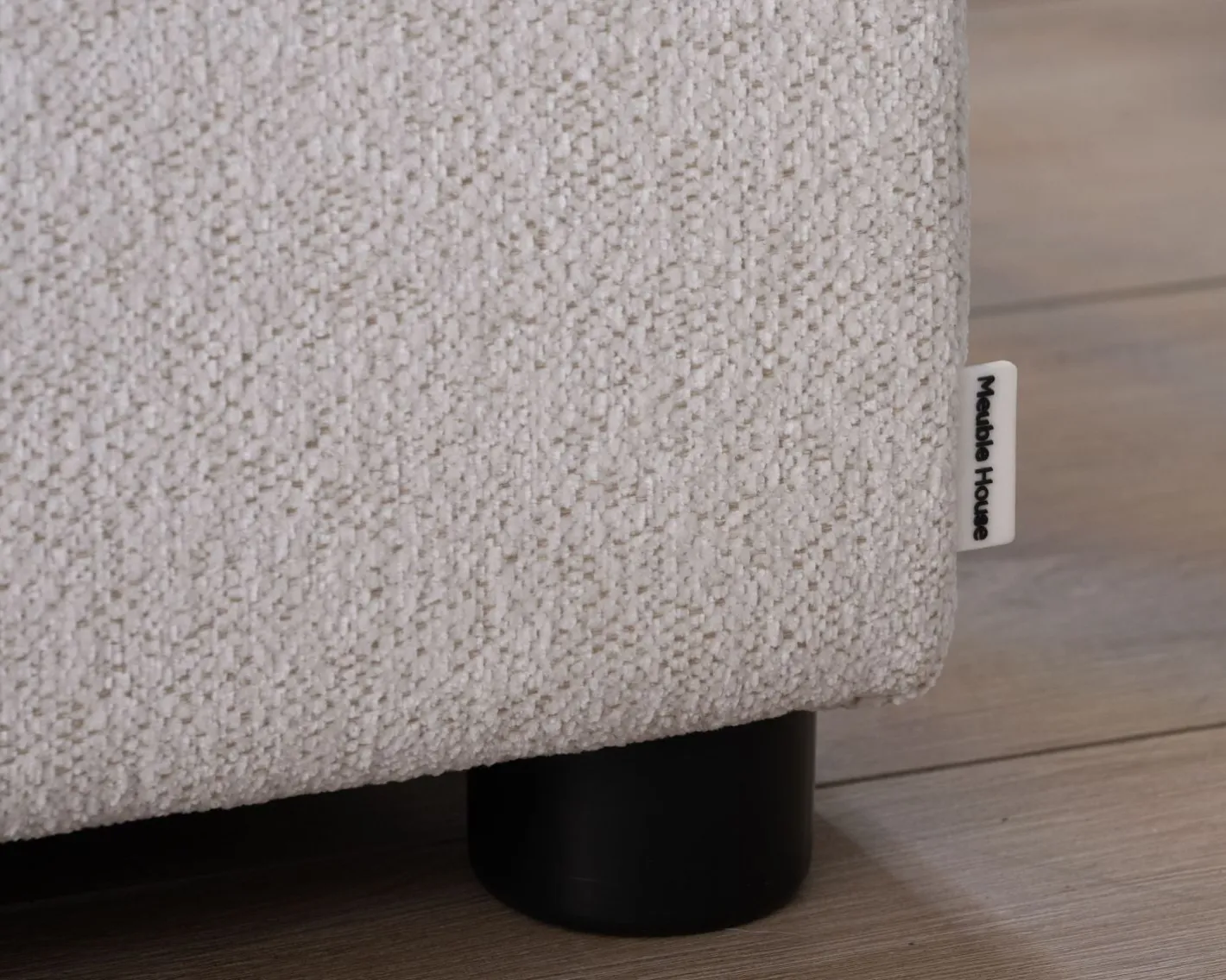 Clearance Canapé 3 places en tissu doux aspect chiné blanc "Tuléar" Canapé 3 Places|Canapé Droit Fixe