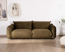 New Canapé 3 places en tissu doux vert kaki 