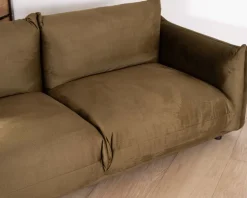 New Canapé 3 places en tissu doux vert kaki 