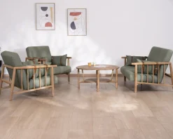 Outlet Canapé 2 places esprit ethnique en tissu gaufré kaki 