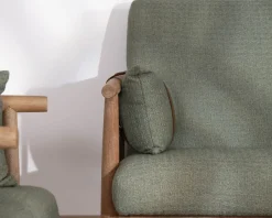 Outlet Canapé 2 places esprit ethnique en tissu gaufré kaki 