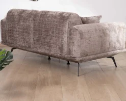 Sale Canapé 3 places esprit rétro en tissu chenillé doux gris cendré "Paloma" Canapé 3 Places|Canapé Droit Fixe