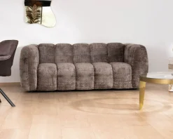 Best Canapé 3 places ultra-cosy en tissu velours gris cendré 
