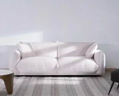 Online Canapé rétro 3 places en velours blanc