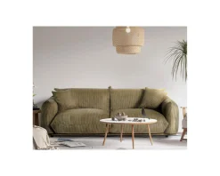 Discount Canapé rétro 3 places en velours vert kaki