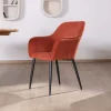 Clearance Chaise avec accoudoirs en velours rouge terracotta et pieds métal noir "Scotty" Chaise