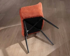 Clearance Chaise avec accoudoirs en velours rouge terracotta et pieds métal noir