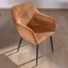 Hot Chaise contemporaine en velours cuivré avec accoudoirs "Scotty" et pieds métal noir Chaise