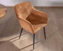 Hot Chaise contemporaine en velours cuivré avec accoudoirs "Scotty" et pieds métal noir Chaise