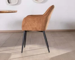 Hot Chaise contemporaine en velours cuivré avec accoudoirs