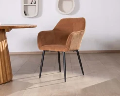 Hot Chaise contemporaine en velours cuivré avec accoudoirs