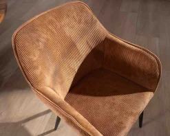 Hot Chaise contemporaine en velours cuivré avec accoudoirs