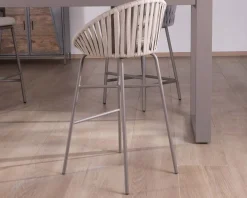 Discount Chaise de bar d'extérieur en aluminium gris champagne et dossier en corde tendue Chaise De Bar|Tabouret De Bar