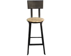 Hot Chaise de bar industrielle métal et bois massif 110cm "Atelier Grey" Chaise De Bar