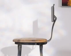 Chaise de bar métal gris antique et bois "Atelier grey" hauteur 110 cm Chaise De Bar|Tabouret De Bar