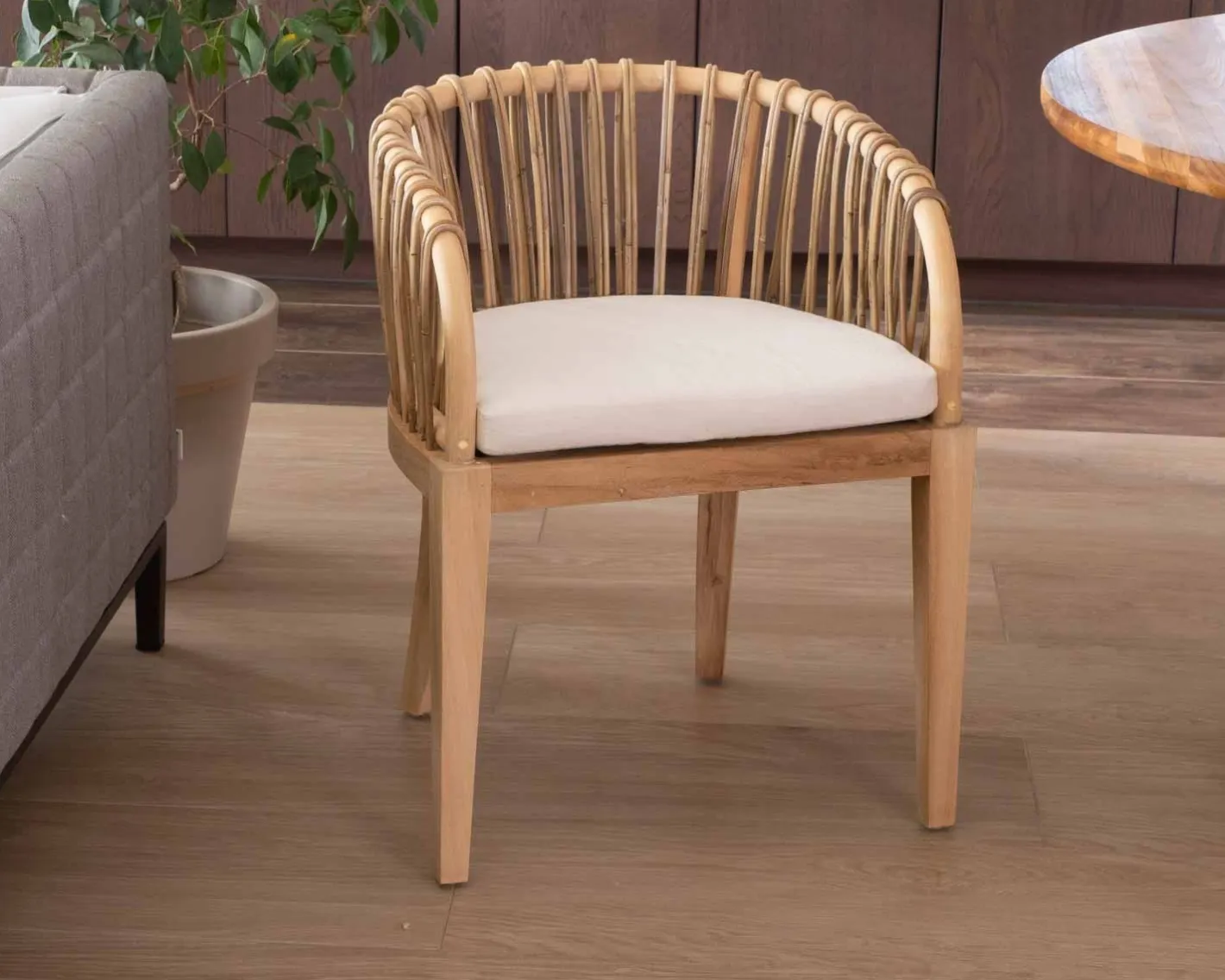 Hot Chaise de jardin en teck et rotin "Wilma" Chaise