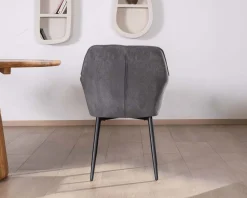 New Chaise de repas contemporaine en tissu velours gris foncé