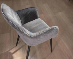 New Chaise de repas contemporaine en tissu velours gris foncé