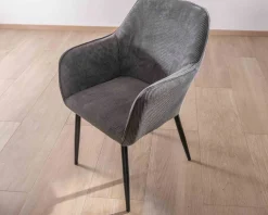 New Chaise de repas contemporaine en tissu velours gris foncé