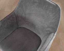 New Chaise de repas contemporaine en tissu velours gris foncé