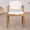 Best Chaise de repas design en frêne foncé et tissu bouclette "Isadora" Chaise