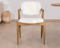Best Chaise de repas design en frêne foncé et tissu bouclette "Isadora" Chaise