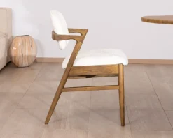 Best Chaise de repas design en frêne foncé et tissu bouclette 