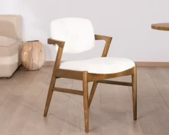 Best Chaise de repas design en frêne foncé et tissu bouclette 