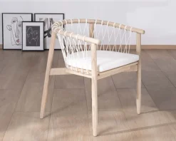 Online Chaise de repas en bois et corde tressée