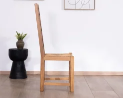 Discount Chaise de repas en chêne massif et assise tressée "Antique" esprit classique Chaise