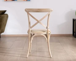 Sale Chaise de repas esprit bistrot en chêne et assise tissu