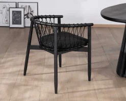 Best Chaise de repas noire en bois et corde tressée "Katue" Chaise