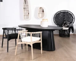 Best Chaise de repas noire en bois et corde tressée 