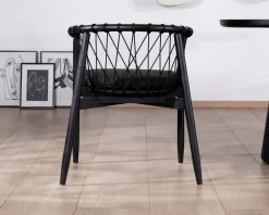 Best Chaise de repas noire en bois et corde tressée 