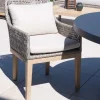 Clearance Chaise d'extérieur haut de gamme tressée en teck et textile chiné "Porticcio" Chaise