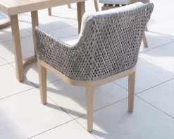 Clearance Chaise d'extérieur haut de gamme tressée en teck et textile chiné