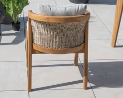 Online Chaise d'extérieur haut de gamme et design en teck avec coussins écru chiné
