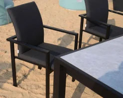 Outlet Chaise extérieure noire avec tissu Sunbrella