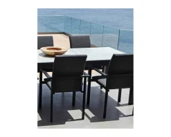 Outlet Chaise extérieure noire avec tissu Sunbrella